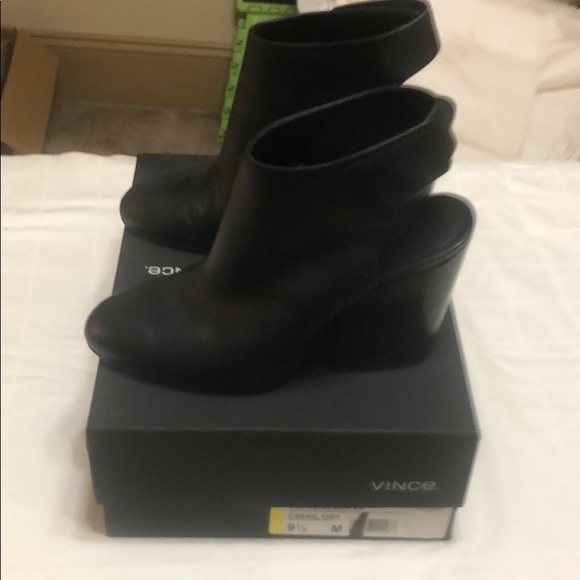 Vince Black Leather Booties, 9.5 - Picture 2 of 5